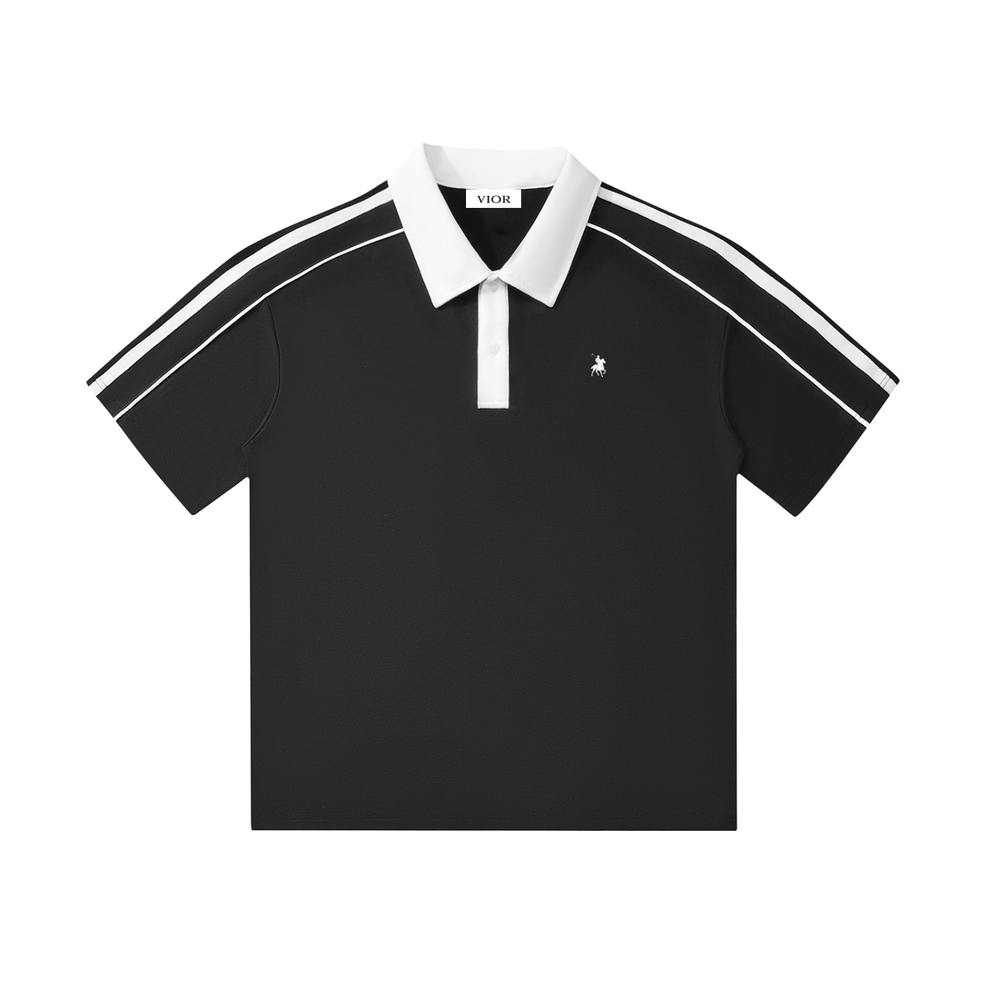 Vior Polo Club Sport Stripe Polo – Black/White