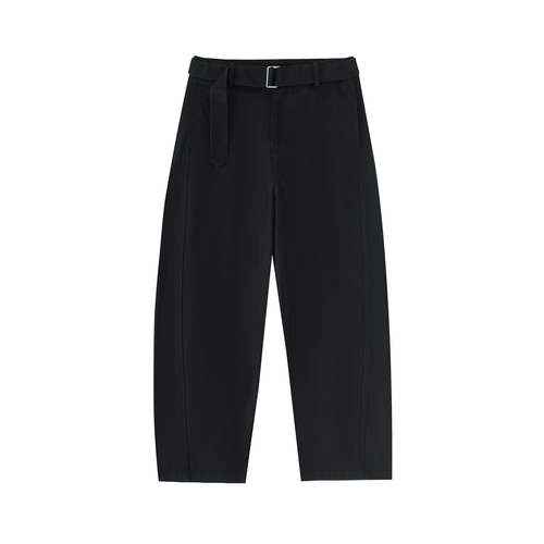 VIOR Belted Barrel-Leg Chino Pants