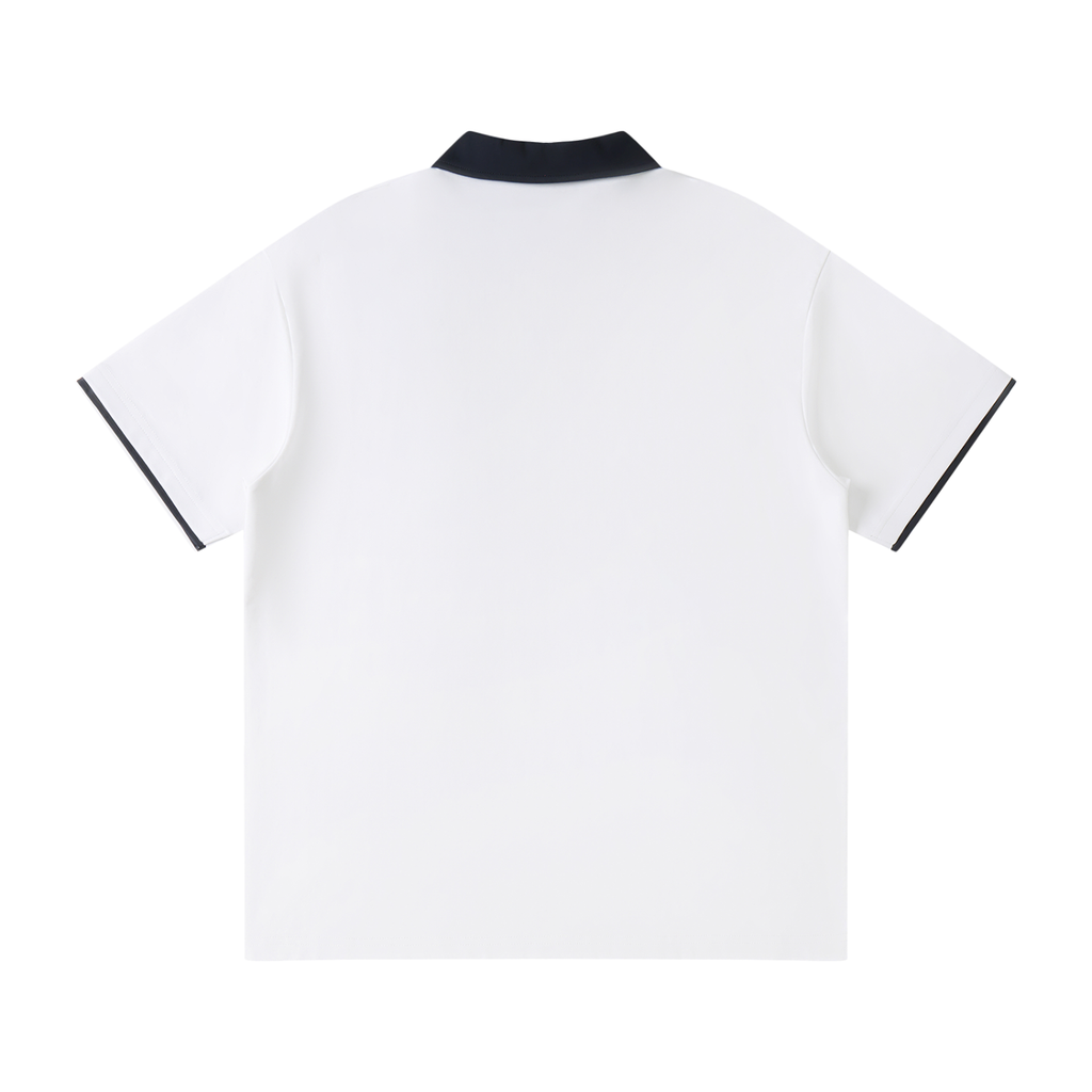 Vior Polo Club Signature Contrast Collar Polo – White/Navy