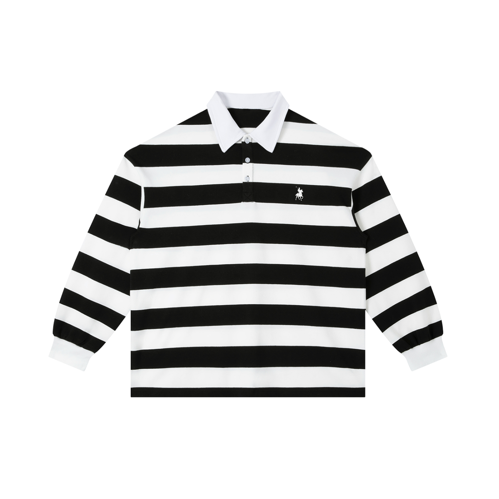 Vior Polo Club Heritage Stripe Polo – Noir/Blanco Edition
