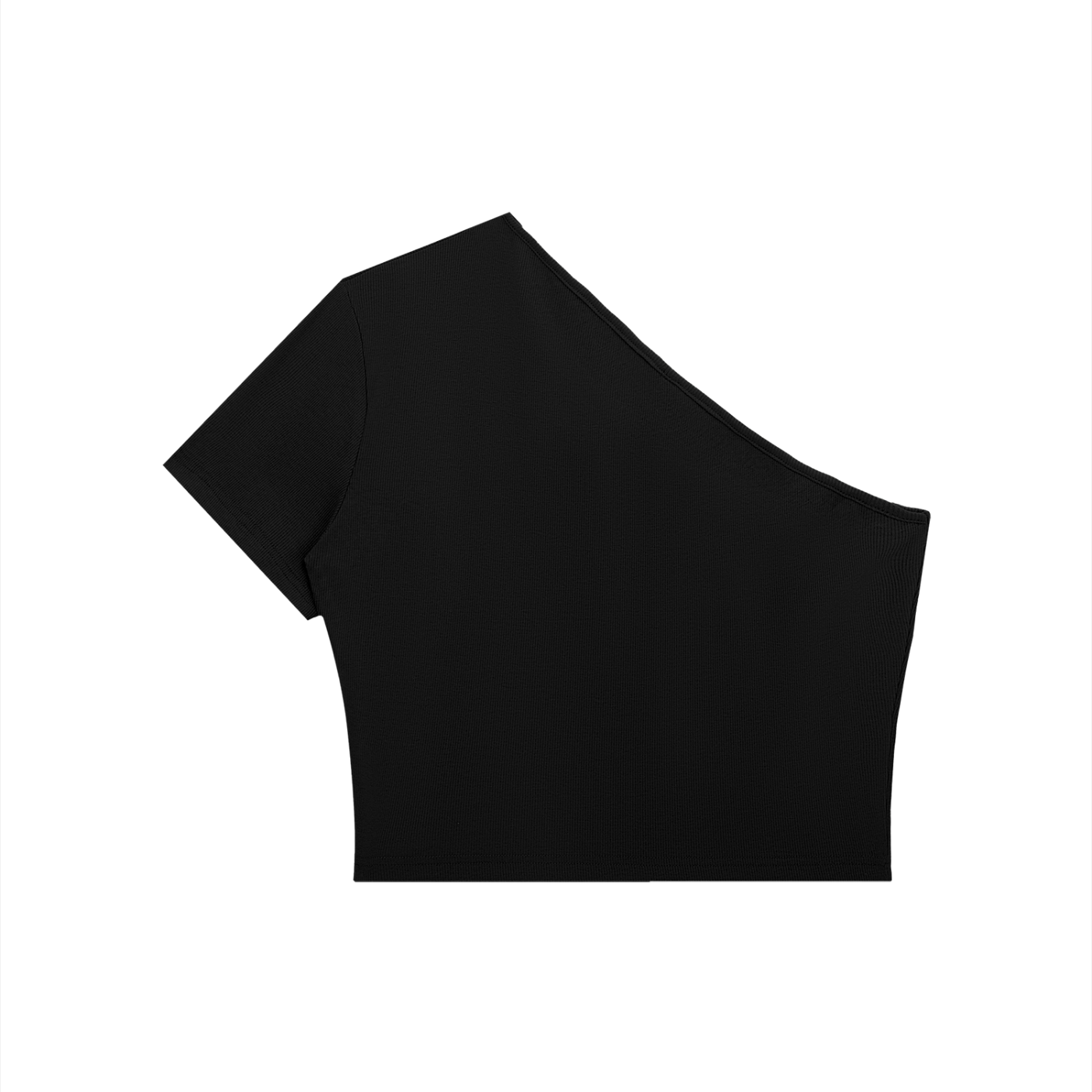 VIOR Luxe One-Shoulder Crop Tee – Black
