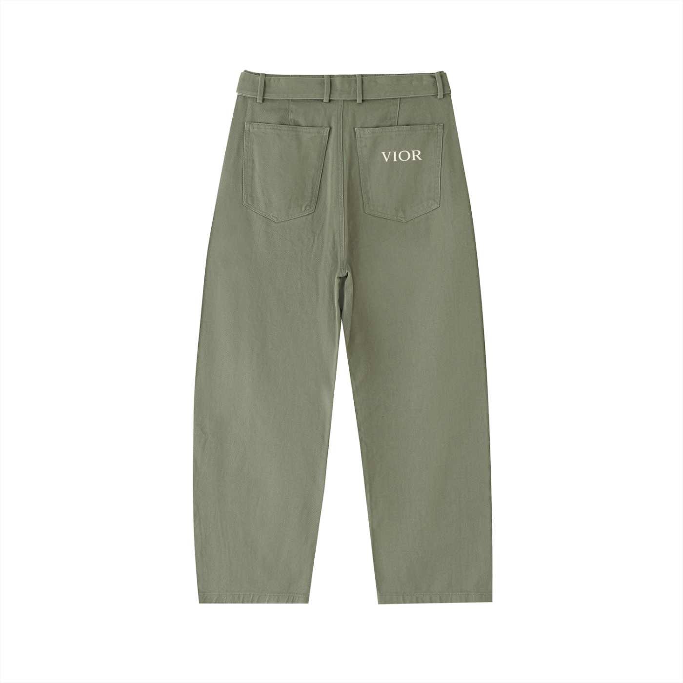 VIOR Belted Barrel-Leg Chino Pants