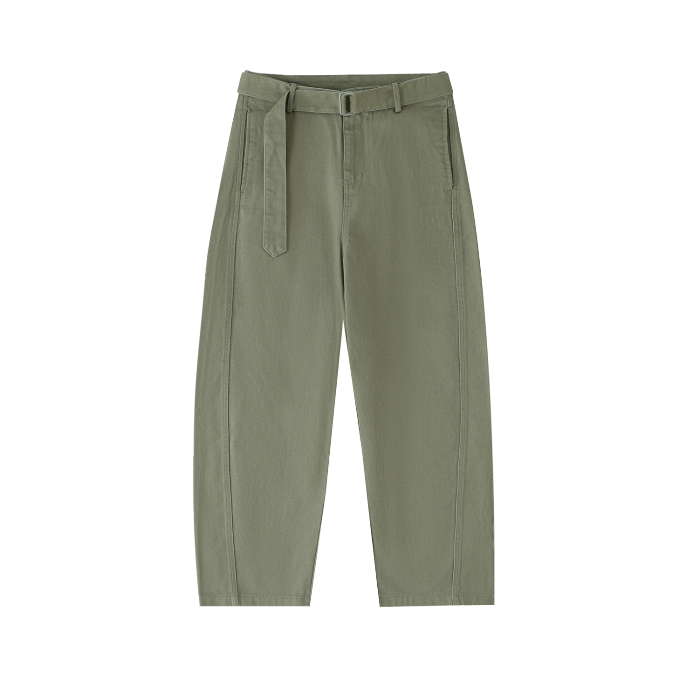 VIOR Belted Barrel-Leg Chino Pants