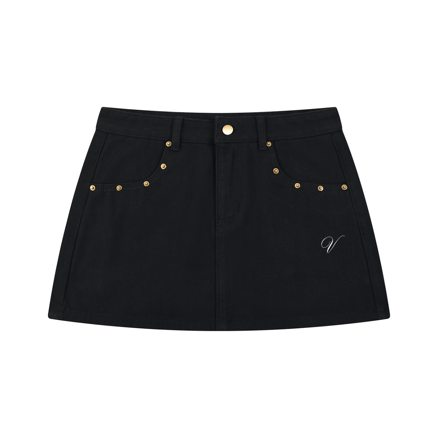 Vior Celeste Studded Denim Mini Skirt