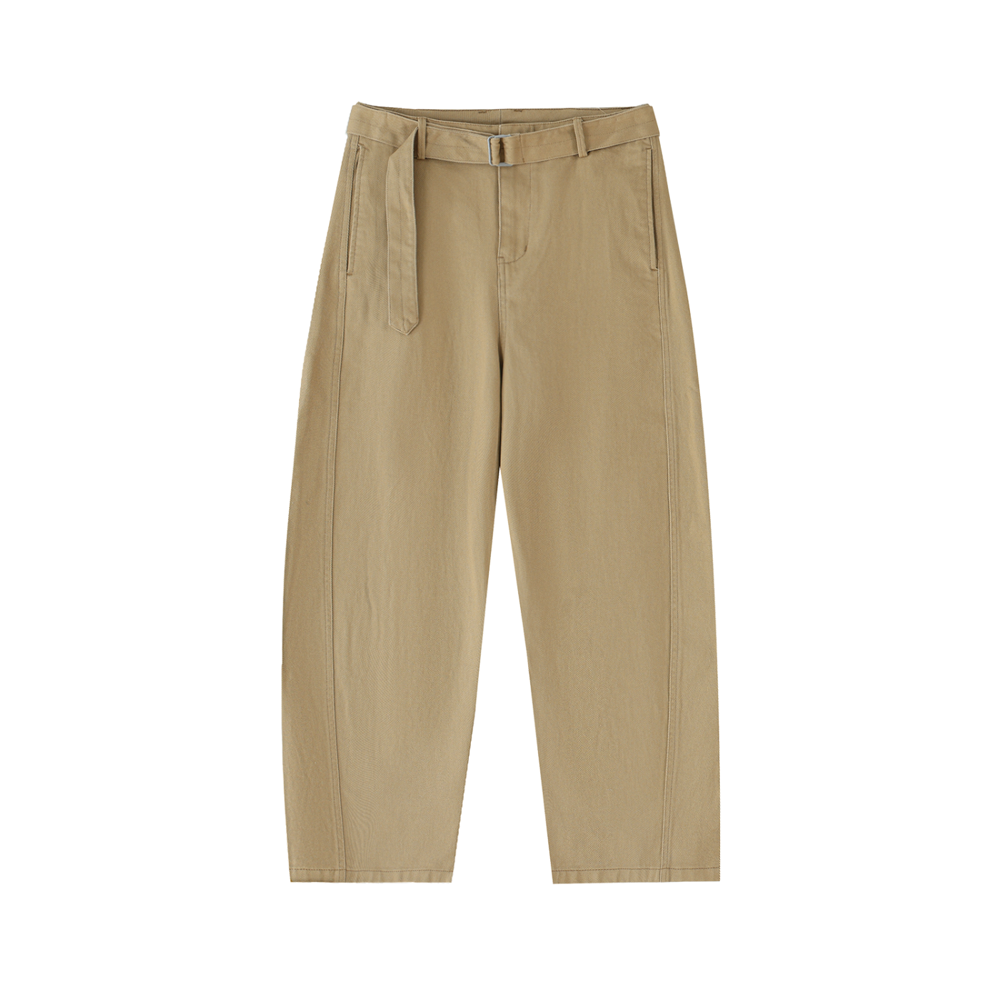 VIOR Belted Barrel-Leg Chino Pants