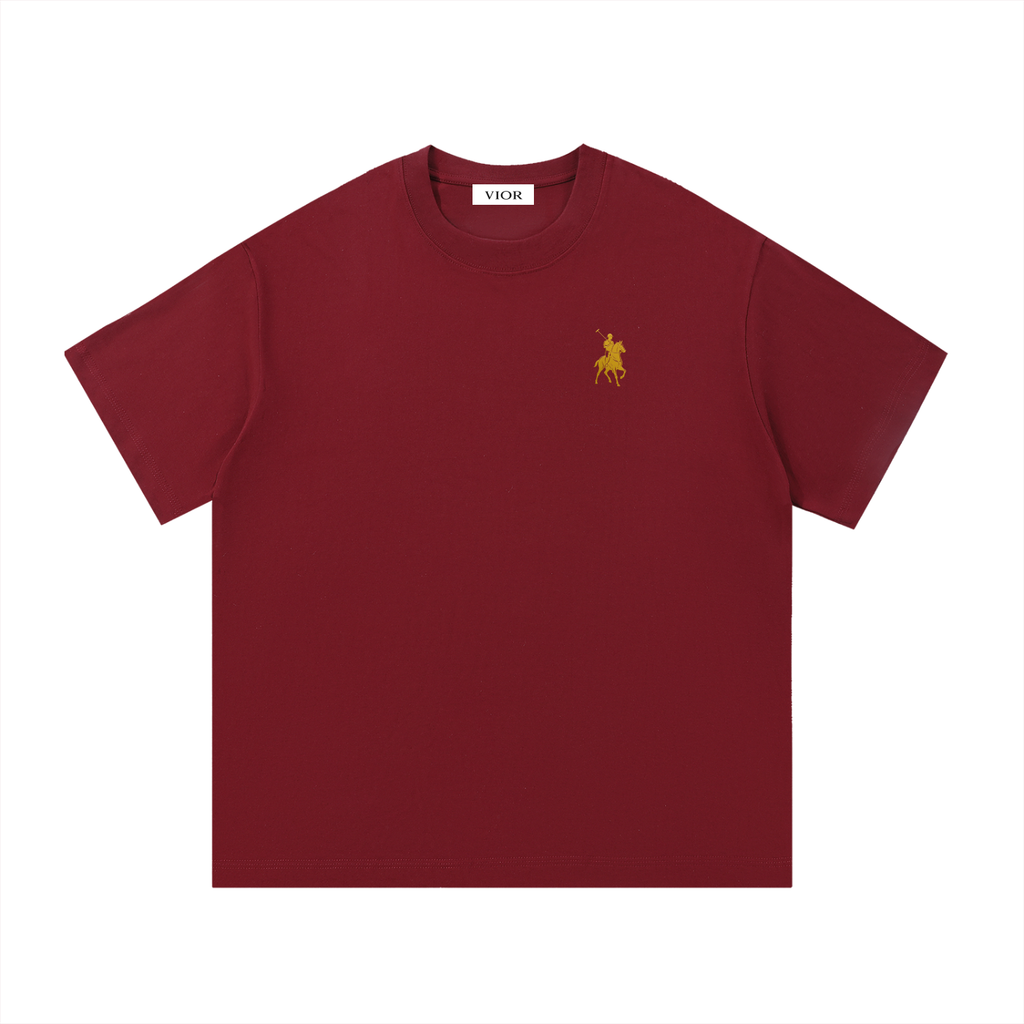 VIOR Polo Club Signature Tee – Burgundy Gold Edition