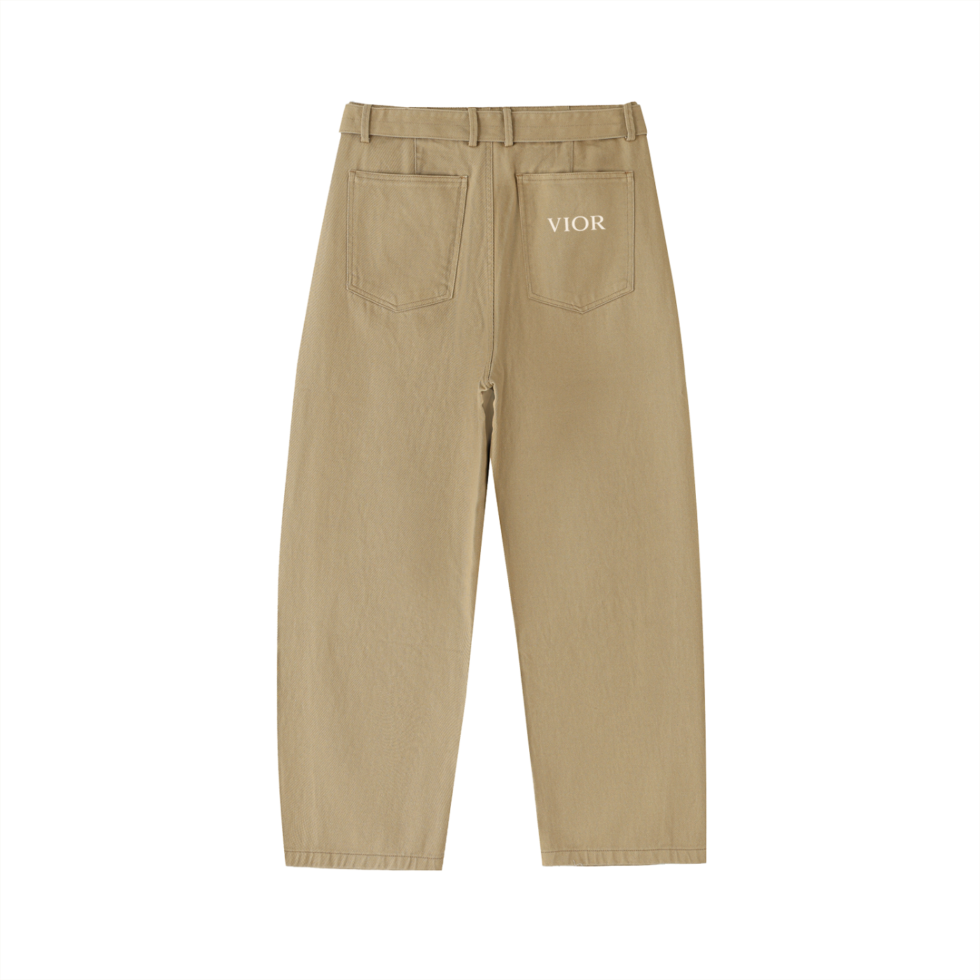 VIOR Belted Barrel-Leg Chino Pants