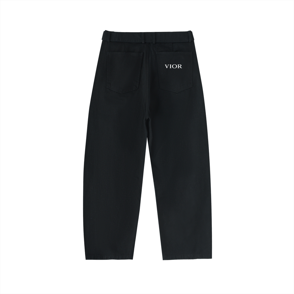 VIOR Belted Barrel-Leg Chino Pants