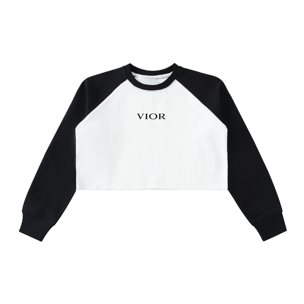 VIOR Raglan Raw - Hem Crop Sweatshirt