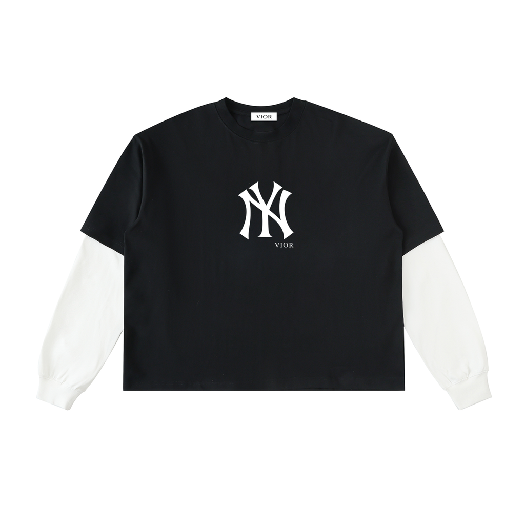 Vior Monogram Layered Long Sleeve Tee – Black/White