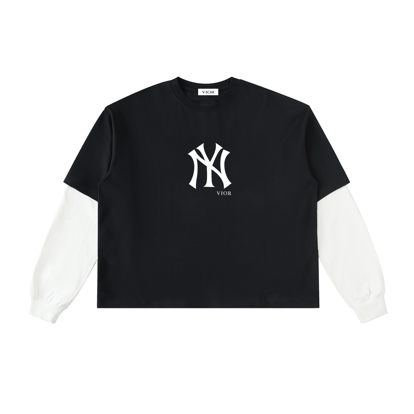 Vior Monogram Layered Long Sleeve Tee – Black/White