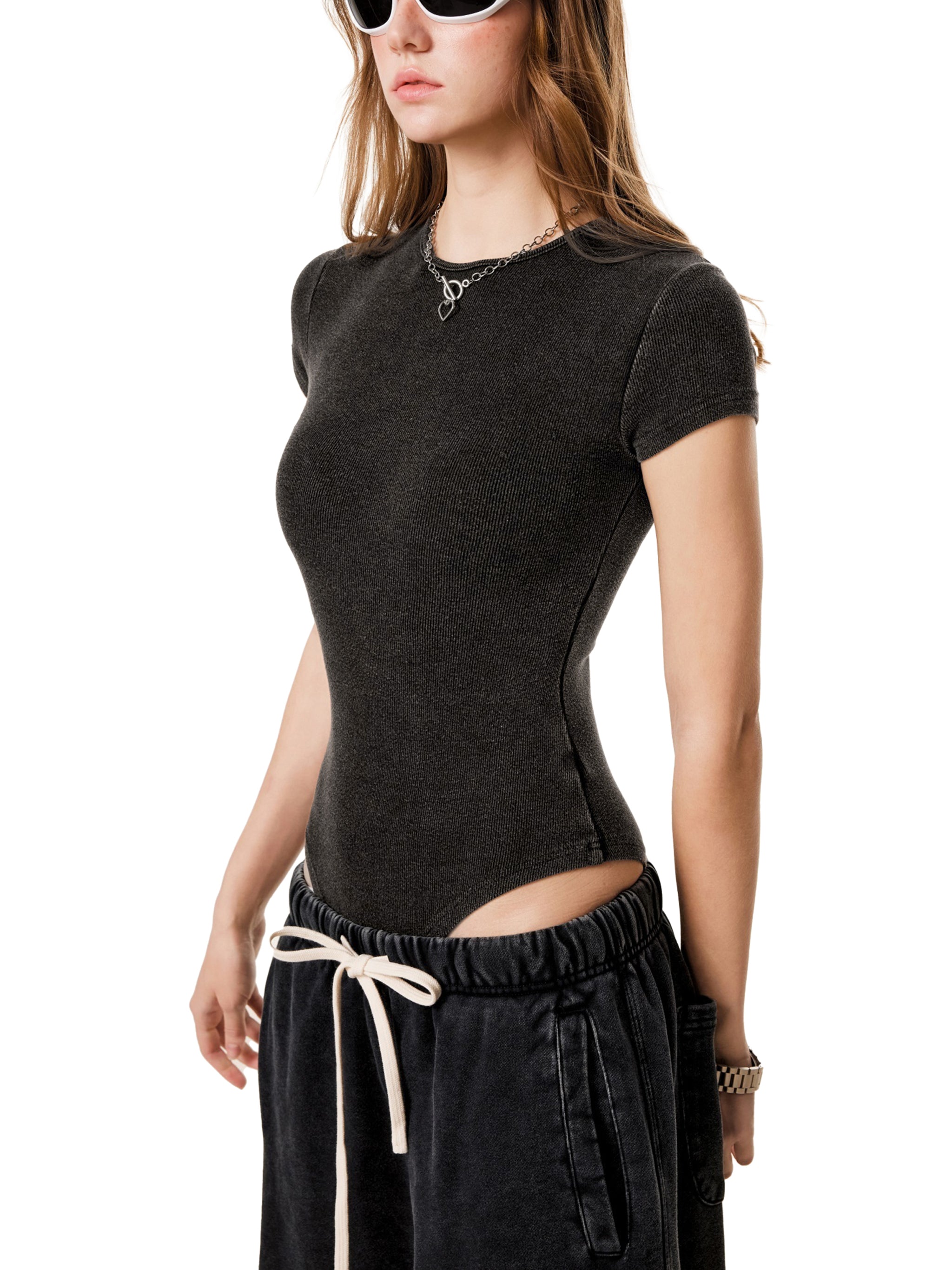 VIOR NOIR SCULPT CREW BODYSUIT